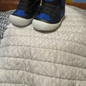 Black and Blue High-Top Sneakers